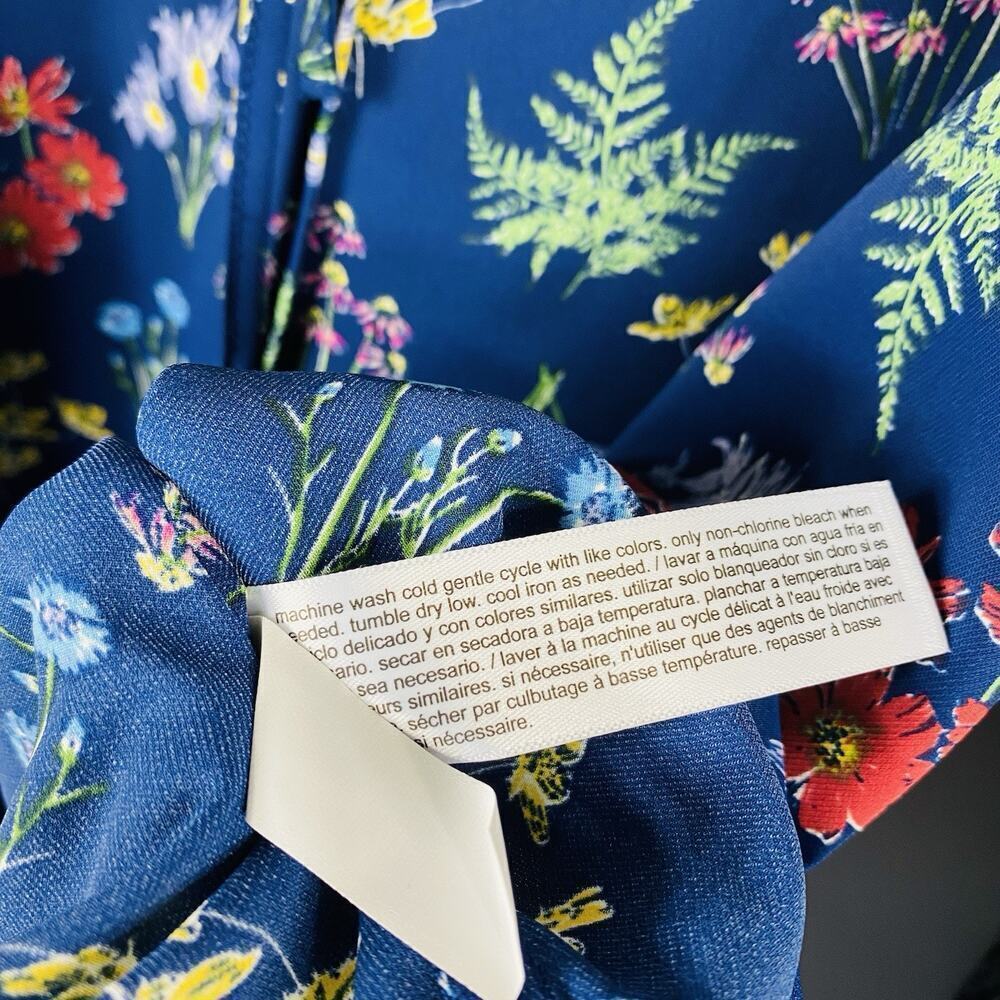 Eloquii Size 24 Elements Floral Print Balloon Sleeve Blouse Top Blue - Picture 7 of 7